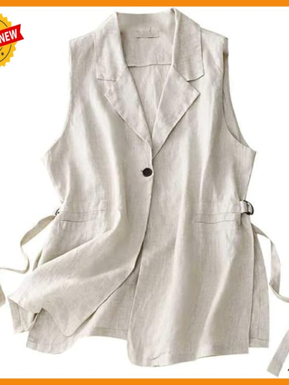 Linen Blend Vest Sleeveless Blazer Business Casual Office Work Wear